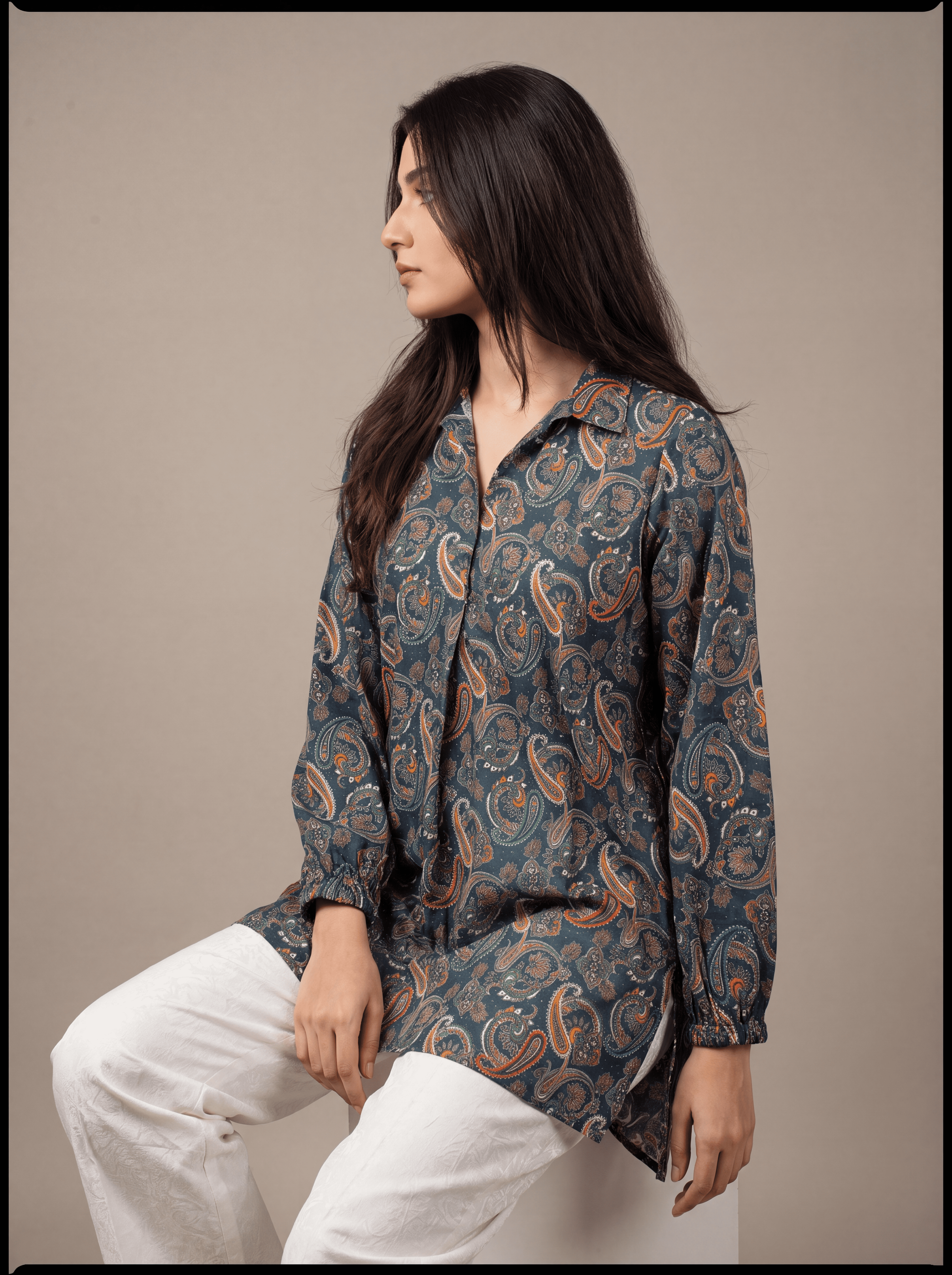 Navy Paisley