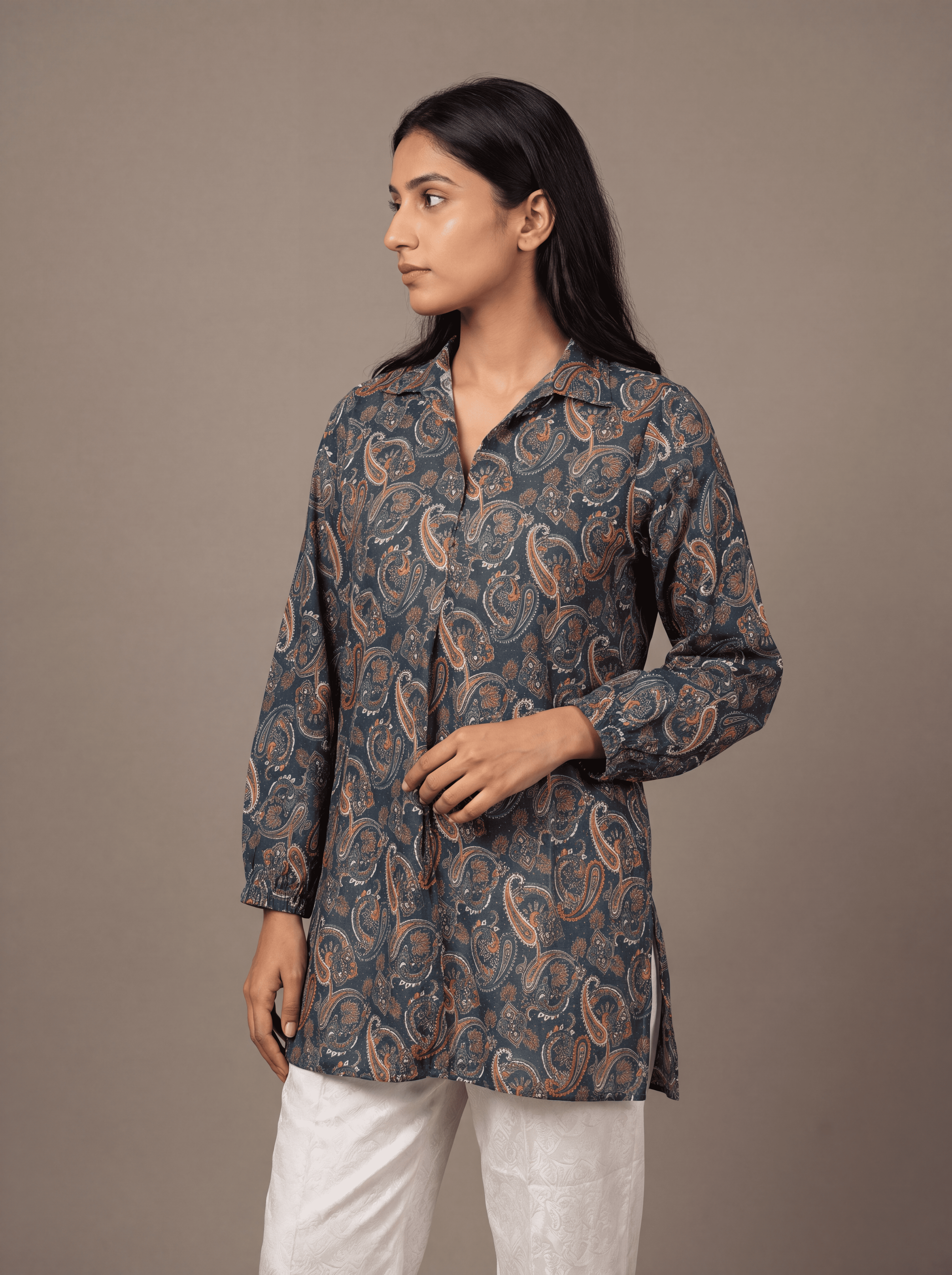 Navy Paisley
