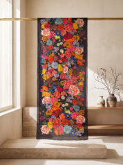 Midnight Bloom pure silk printed dupatta showing the full floral design